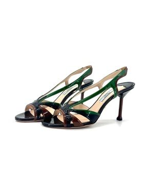 Prada SS 2012 Flames Hotrod Patent Leather Slingback Sandals 36.5